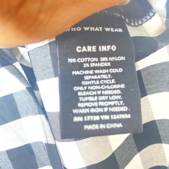 Who What Wear Black White Gingham One Shoulder Top Peplum Waist Size XL - Picture 9 of 9